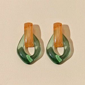 Women's Earrings Clear Resin Acrylic Geometric Loop Drop Earrings